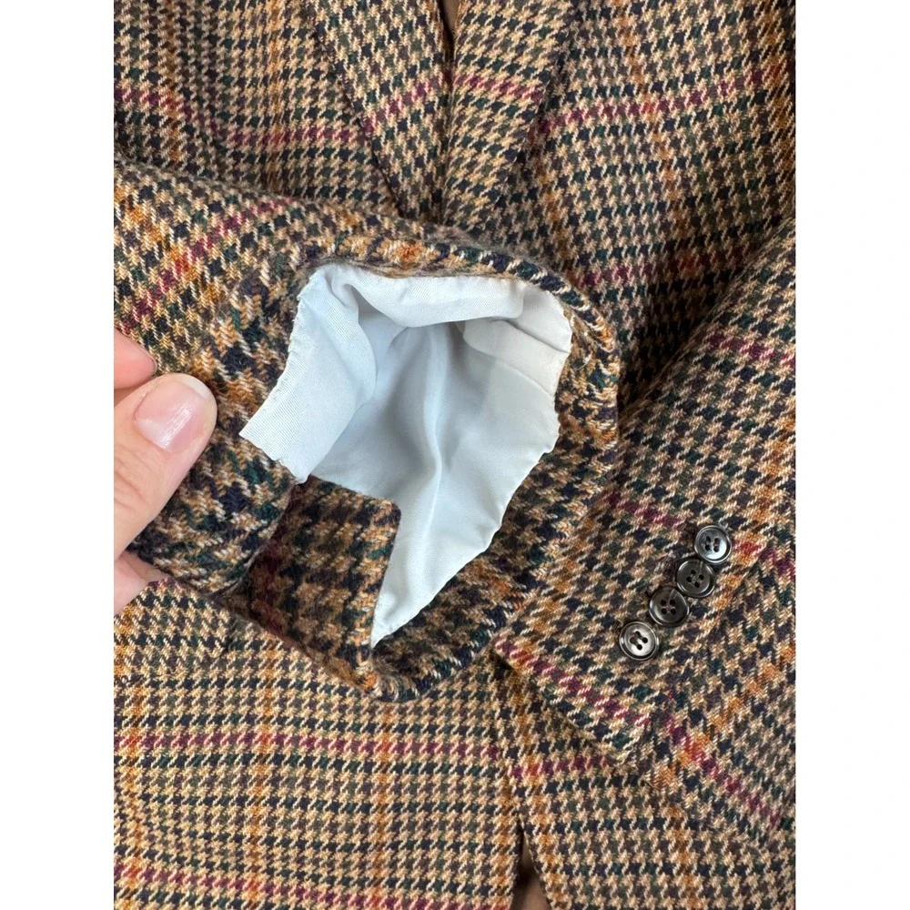 Ercole's Donegal Mist Handwoven Tweed Blazer Wool Mohair Cashmere Brown Check 42